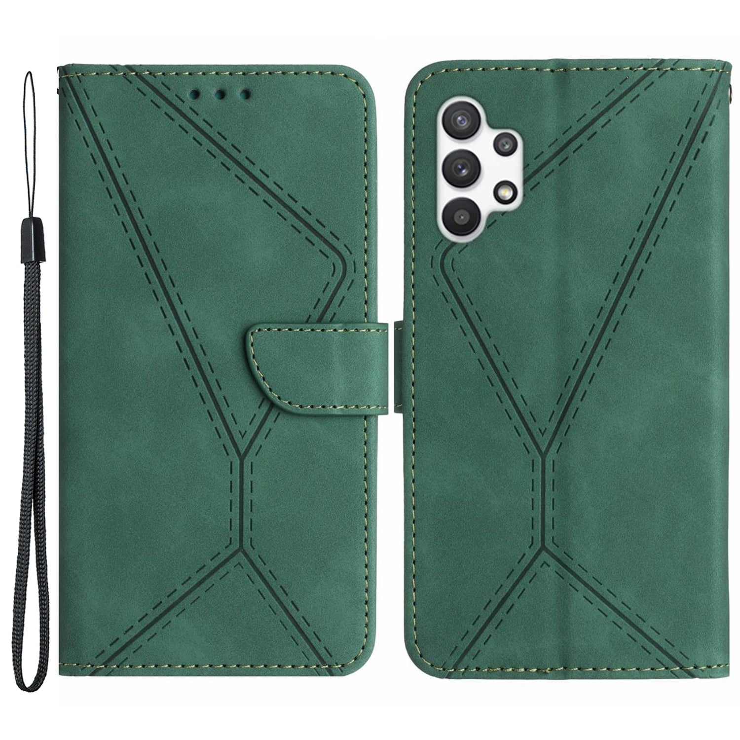 HT05 Wallet Case for Samsung Galaxy A32 5G / M32 5G Skin-touch Leather Imprinted Line Stand Phone Cover HT05 Wallet Case for Samsung Galaxy A32 5G / M32 5G Skin-touch Leather Imprinted Line Stand Phone Cover